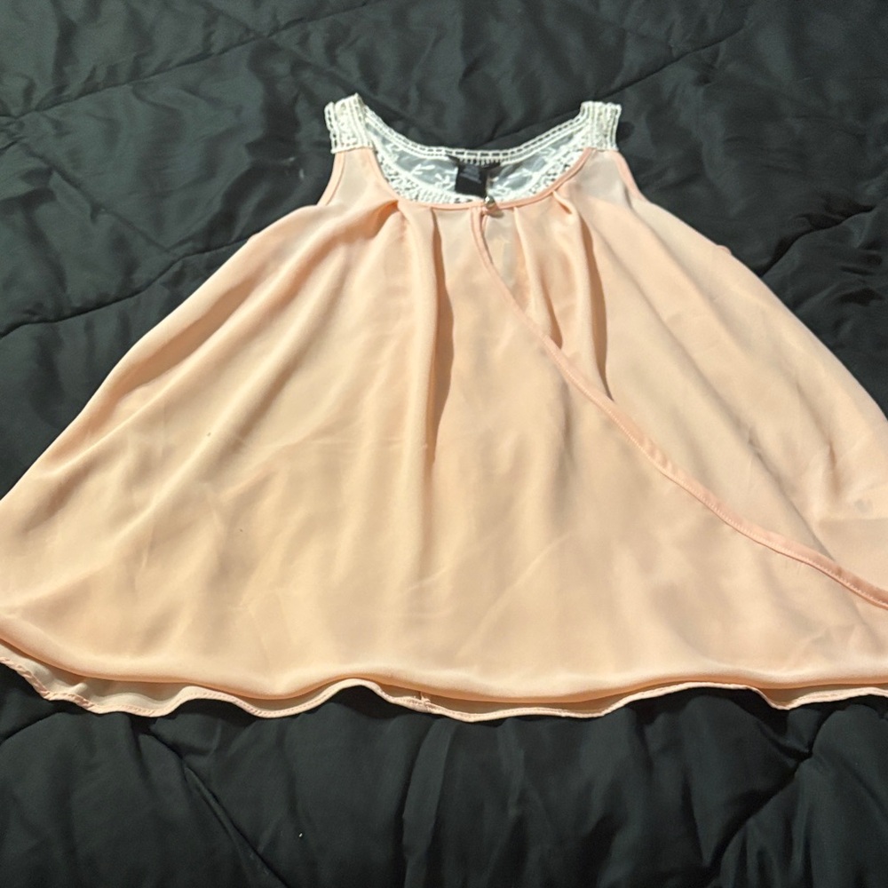 Rock 47 Peach Blouse with Lace Accent